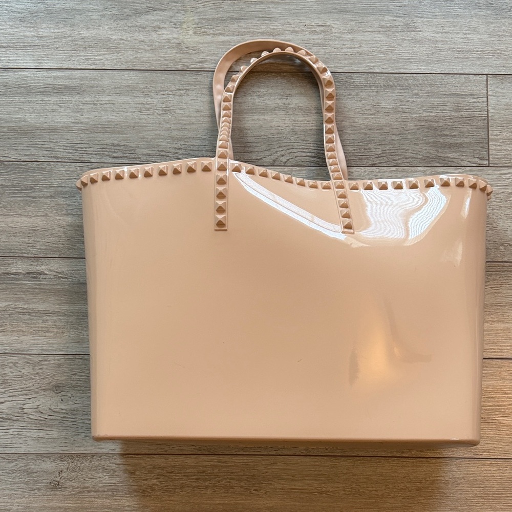 Stud-Trim Nude Patent Tote Bag - Women